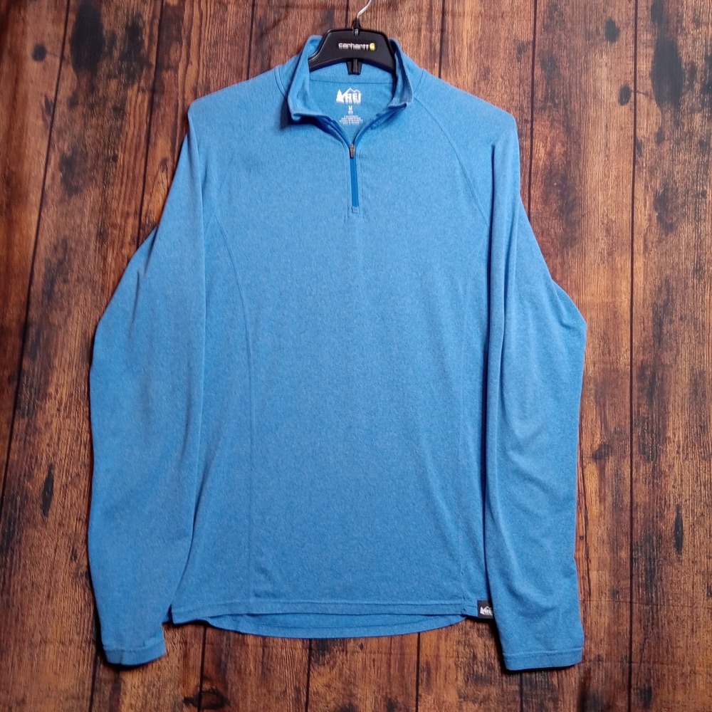 REI COOP 1/4 Zip Long Sleeve Pullover Stretch Performance‎ Men's Medium Blue
